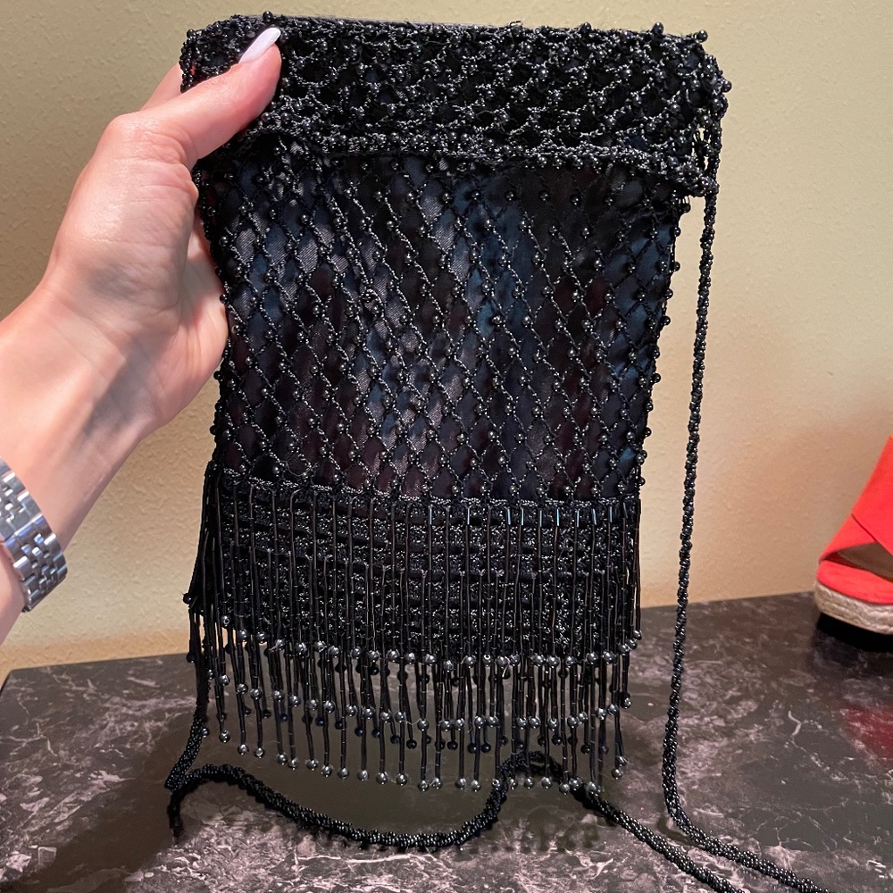 Vintage Beaded Crossbody Fringe Purse Flapper